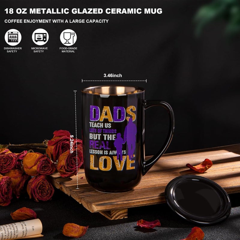 Doublewhale Fathers Day Gift for Dad - Dad Birthday Gifts from Daughter Son - Unique Christmas Birthday Present Idea for Father, Husband, Stepfather - 18oz Large Ceramic Black Coffee Mug, With Nice Gift Box - Image 2